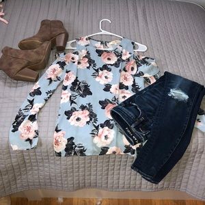 Wishful Park blue floral Blouse